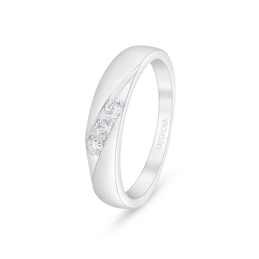 Sterling Silver 925 Ring Rhodium Plated Embedded With White Zircon