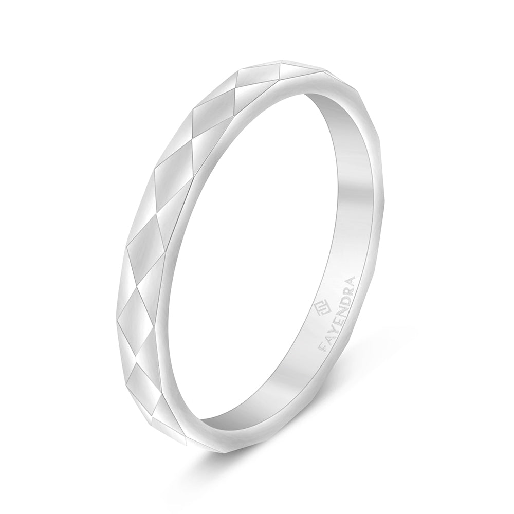 Tungsten Carbide Wedding Ring Rhodium Plated For Men
