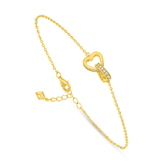 Sterling Silver 925 Bracelet Golden Plated Embedded With White Zircon