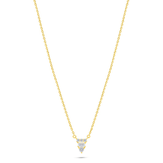 Sterling Silver 925 Necklace Golden Plated Embedded With White Zircon