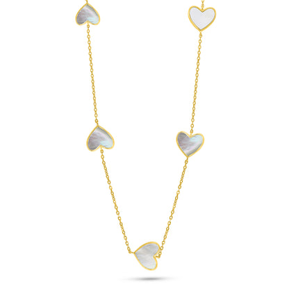 Sterling Silver 925 Necklace Golden Plated Embedded With white Shell