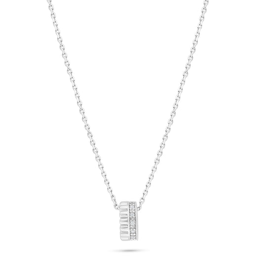 Sterling Silver 925 Necklace Rhodium Plated Embedded With White Zircon