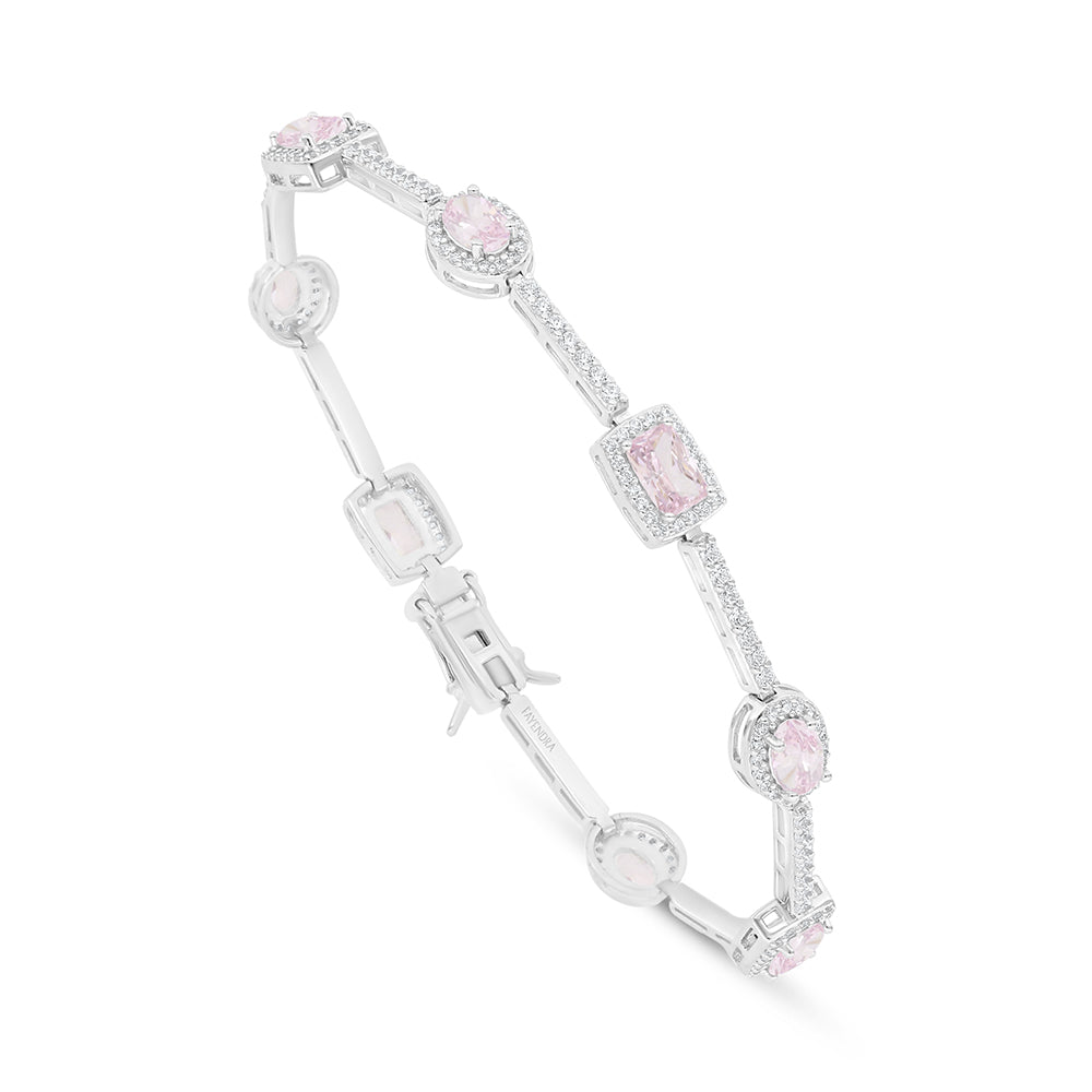 اسورة من الفضة الخالصة عيار 925 مطلية روديوم مرصعة زركون بنك و فص ابيض