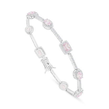 اسورة من الفضة الخالصة عيار 925 مطلية روديوم مرصعة زركون بنك و فص ابيض