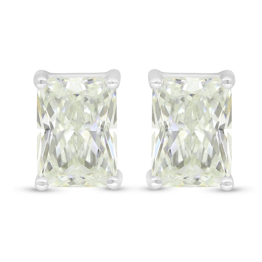 Sterling Silver 925 Earring Rhodium Plated Embedded With Yellow Diamond