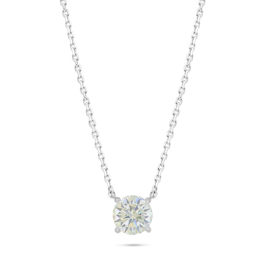 Sterling Silver 925 Necklace Rhodium Plated Embedded With Diamond Zircon