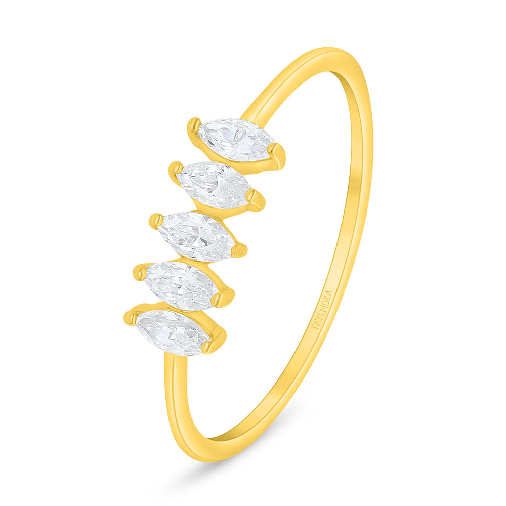 خاتم من الفضة الخالصة عيار 925 مطلي ذهبي مرصع فص ابيض