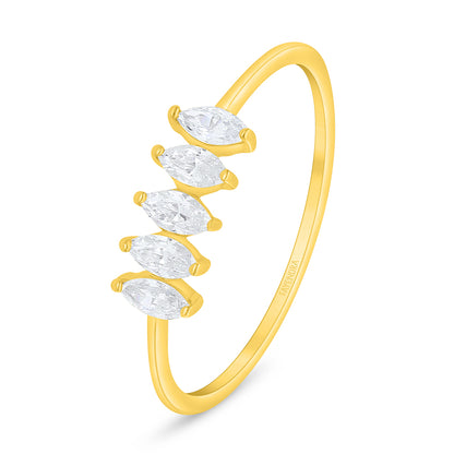 خاتم من الفضة الخالصة عيار 925 مطلي ذهبي مرصع فص ابيض