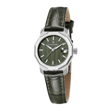Stainless Steel 316L Watch Silver Color Green Avocado Leather - GREEN AVOCADO METAL DIAL