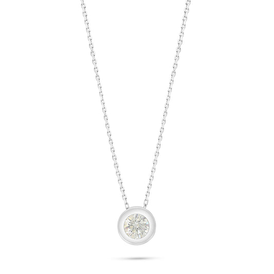 Sterling Silver 925 Necklace Rhodium Plated Embedded With Diamond Zircon