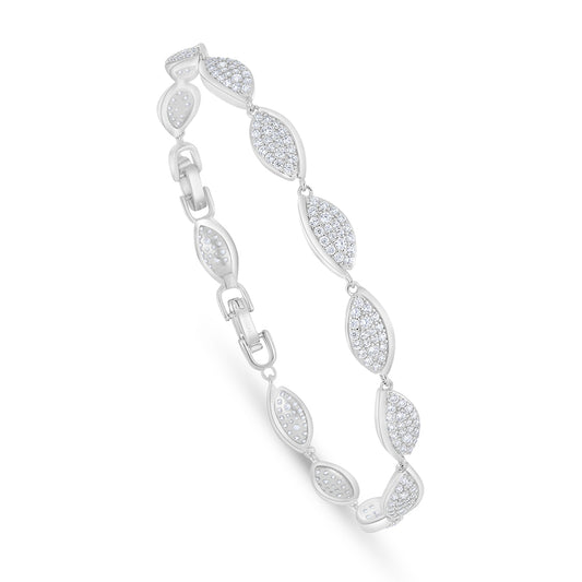 Sterling Silver 925 Bracelet Rhodium Plated Embedded With White Zircon