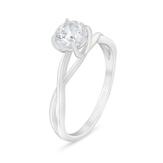 خاتم من الفضة الخالصة عيار 925 مطلي روديوم مرصع فص ابيض