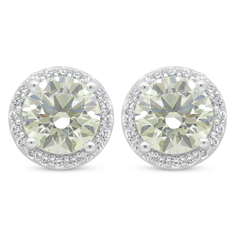 Sterling Silver 925 Earring Rhodium Plated Embedded With Diamond Zircon And White Zircon
