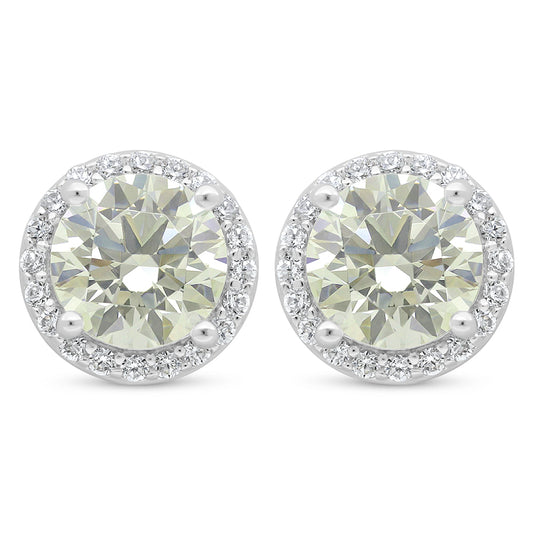 Sterling Silver 925 Earring Rhodium Plated Embedded With Diamond Zircon And White Zircon