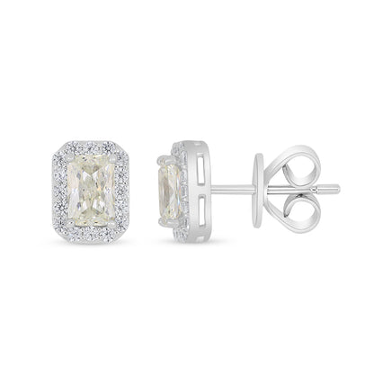 Sterling Silver 925 Earring Rhodium Plated Embedded With Diamond Zircon And White Zircon