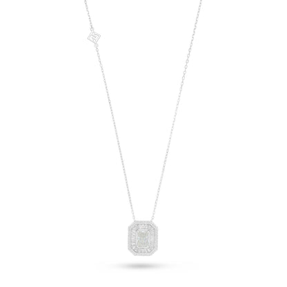 Sterling Silver 925 Necklace Rhodium Plated Embedded With Diamond Zircon And White Zircon
