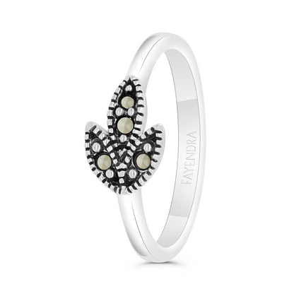 Sterling Silver 925 Ring Embedded With Marcasite Stones