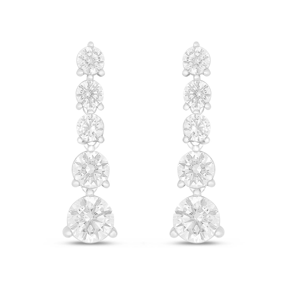 Sterling Silver 925 Earring Rhodium Plated Embedded With White Zircon