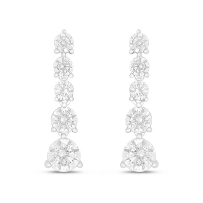 Sterling Silver 925 Earring Rhodium Plated Embedded With White Zircon