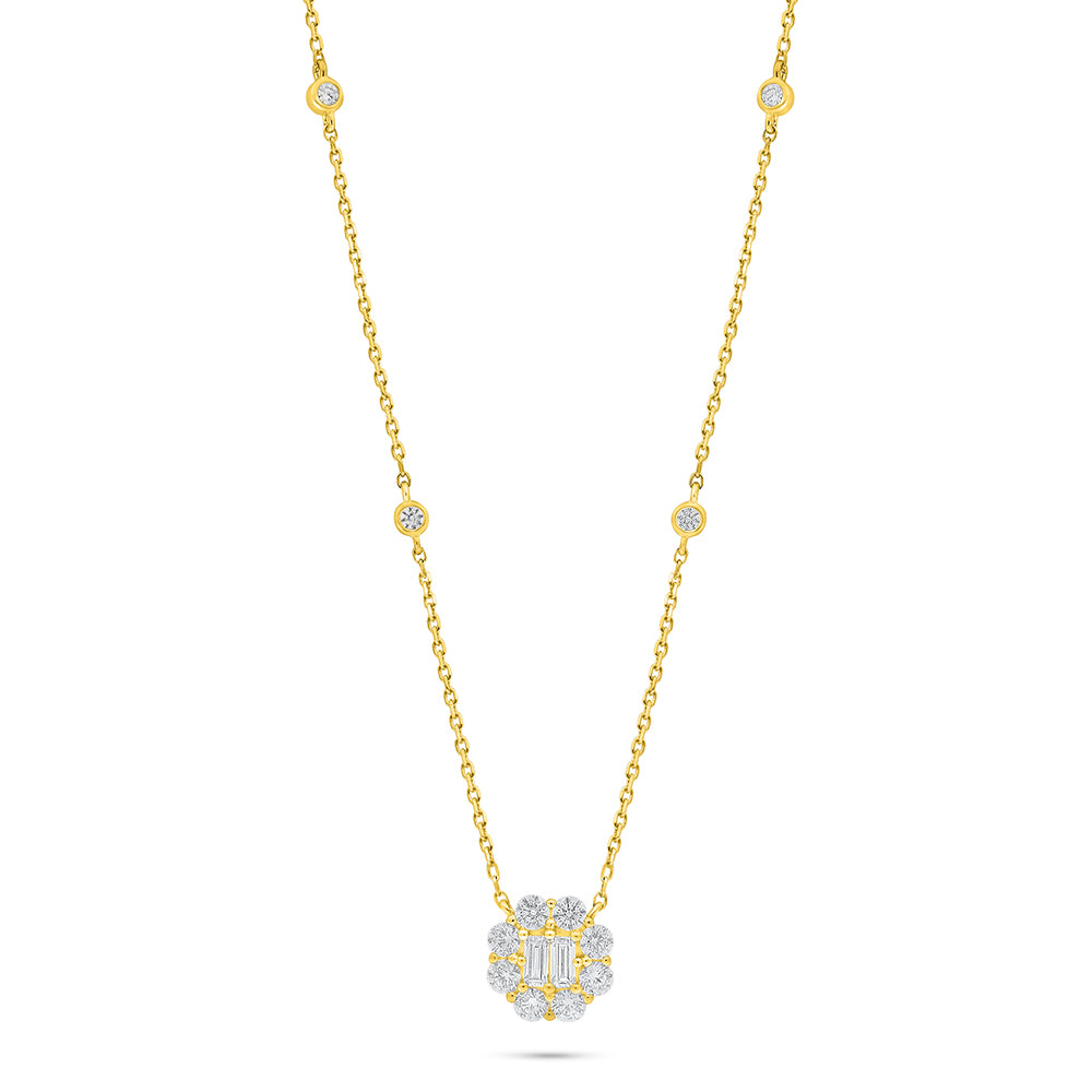 Sterling Silver 925 Necklace Golden Plated Embedded With White Zircon