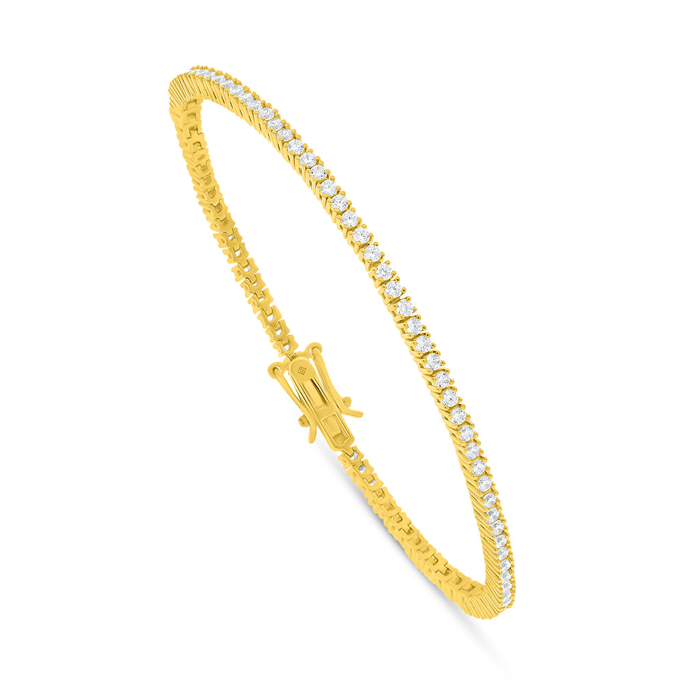 Sterling Silver 925 Bracelet Golden Plated Embedded With White Zircon