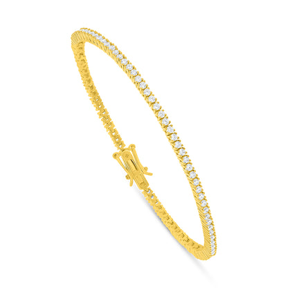 Sterling Silver 925 Bracelet Golden Plated Embedded With White Zircon