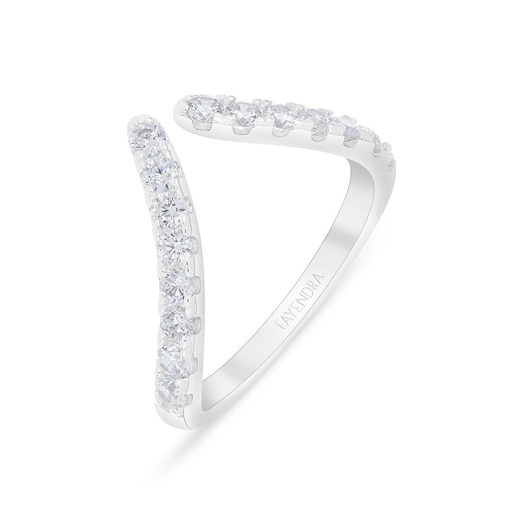 خاتم من الفضة الخالصة عيار 925 مطلي روديوم مرصع فص ابيض