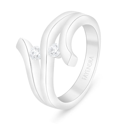 خاتم من الفضة الخالصة عيار 925 مطلي روديوم مرصع فص ابيض