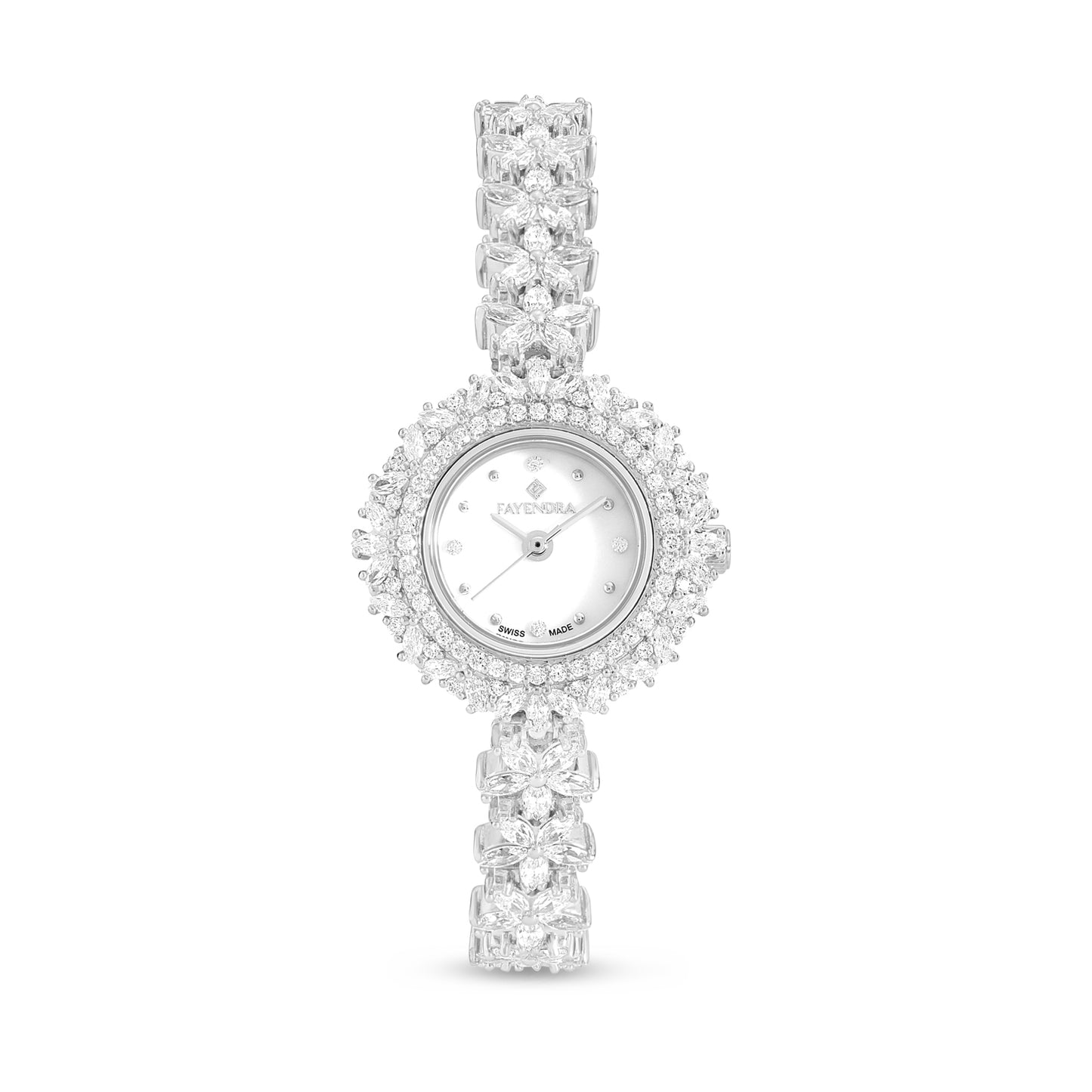 Stainless Steel 316L Watch Silver Color Embedded With White Zircon - WHITE MOP DIAL