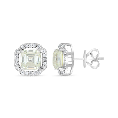 Sterling Silver 925 Earring Rhodium Plated Embedded With Diamond Zircon And White Zircon