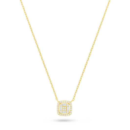 Sterling Silver 925 Necklace Golden Plated Embedded With White Zircon