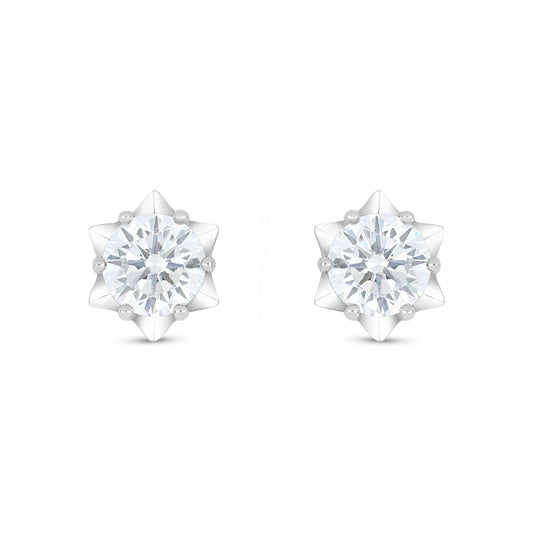 Sterling Silver 925 Earring Rhodium Plated Embedded With White Zircon