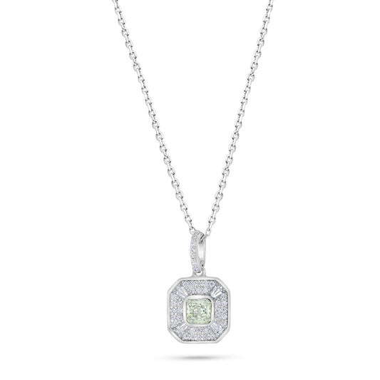 Sterling Silver 925 Necklace Rhodium Plated Embedded With White Zircon
