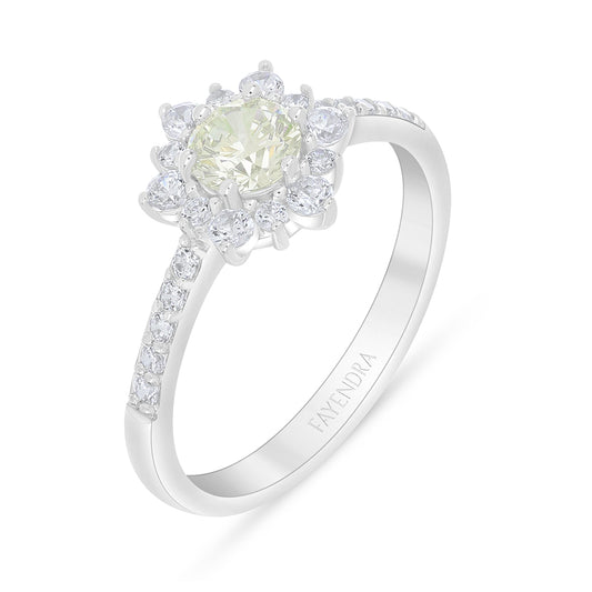 Sterling Silver 925 Ring Rhodium Plated Embedded With Diamond Zircon And White Zircon