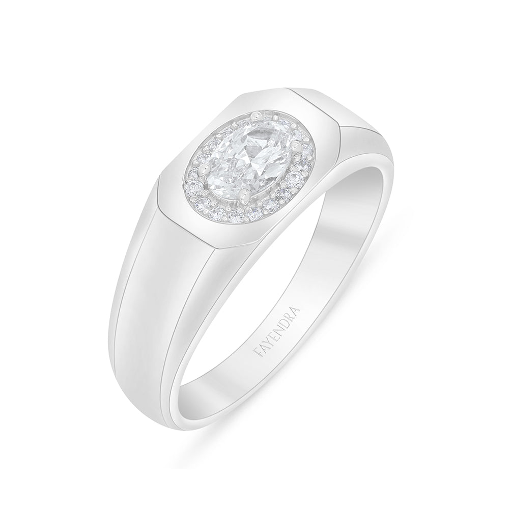 Sterling Silver 925 Ring Rhodium Plated Embedded With White Zircon