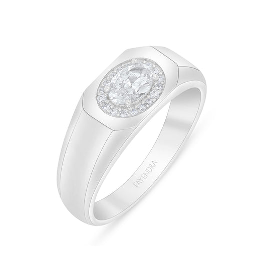 Sterling Silver 925 Ring Rhodium Plated Embedded With White Zircon