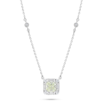 Sterling Silver 925 Necklace Rhodium Plated Embedded With Diamond Zircon And White Zircon