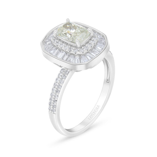Sterling Silver 925 Ring Rhodium Plated Embedded With Diamond Zircon And White Zircon