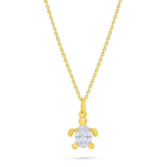 Sterling Silver 925 Necklace Golden Plated Embedded With White Zircon