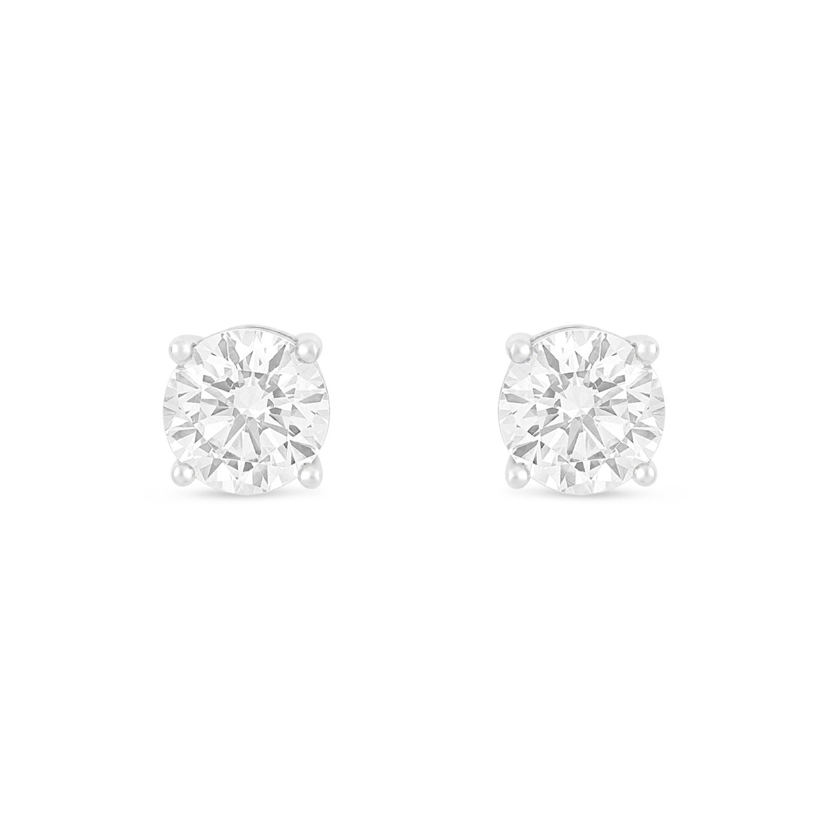Sterling Silver 925 Earring Rhodium Plated Embedded With White Zircon