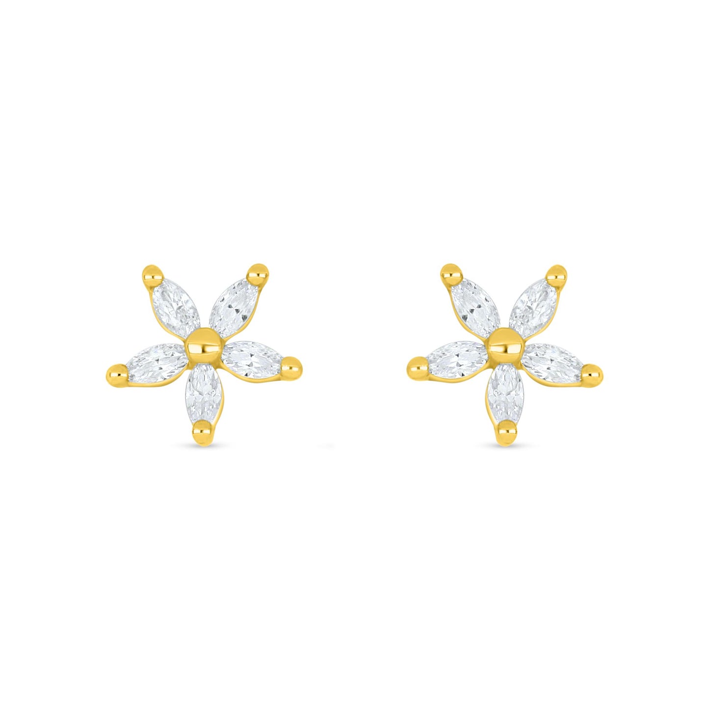Sterling Silver 925 Earring Golden Plated Embedded With White Zircon