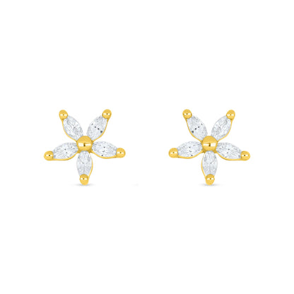 Sterling Silver 925 Earring Golden Plated Embedded With White Zircon