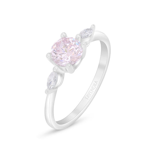 خاتم من الفضة الخالصة عيار 925 مطلي روديوم مرصع زركون بنك و فص ابيض