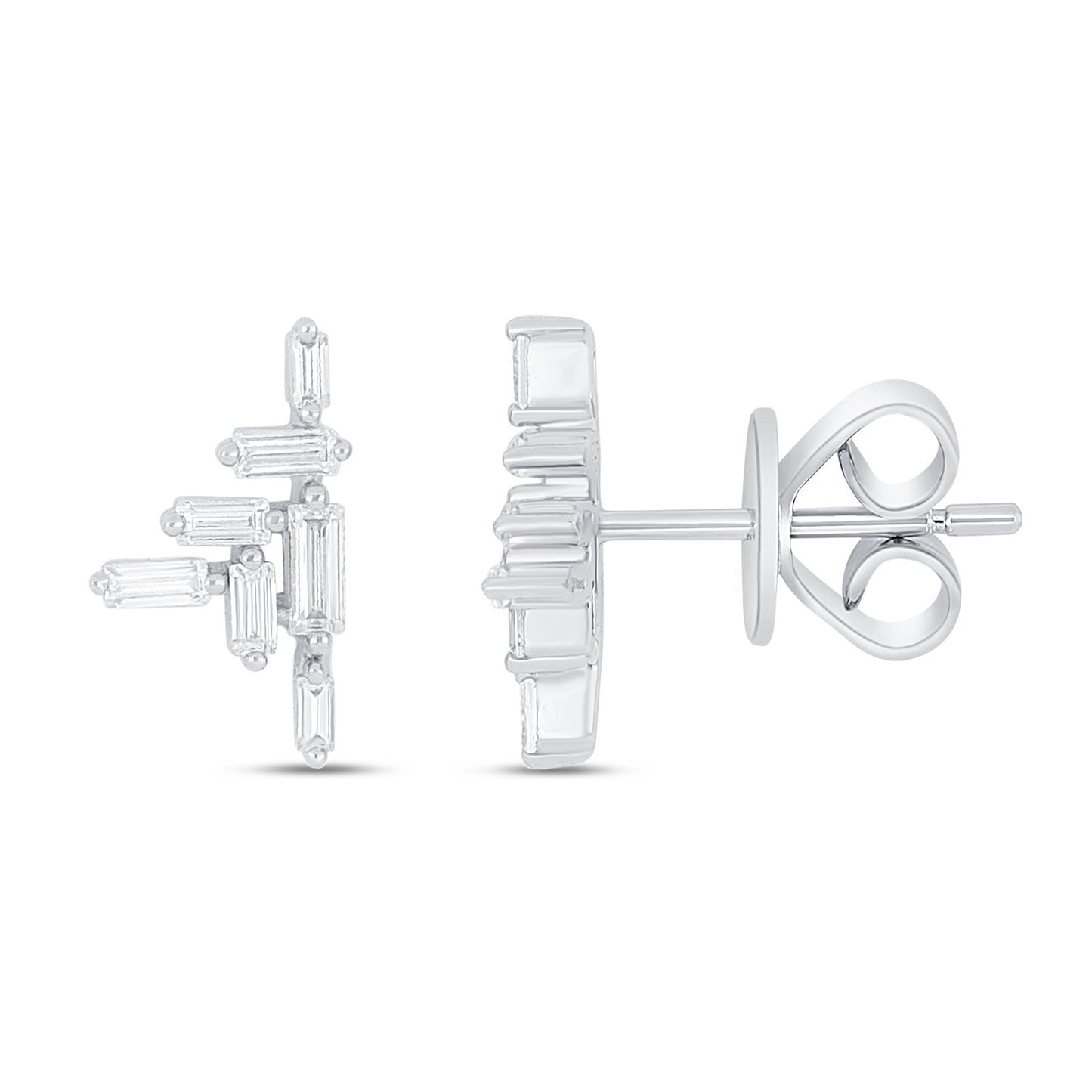 Sterling Silver 925 Earring Rhodium Plated Embedded With White Zircon