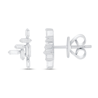 Sterling Silver 925 Earring Rhodium Plated Embedded With White Zircon