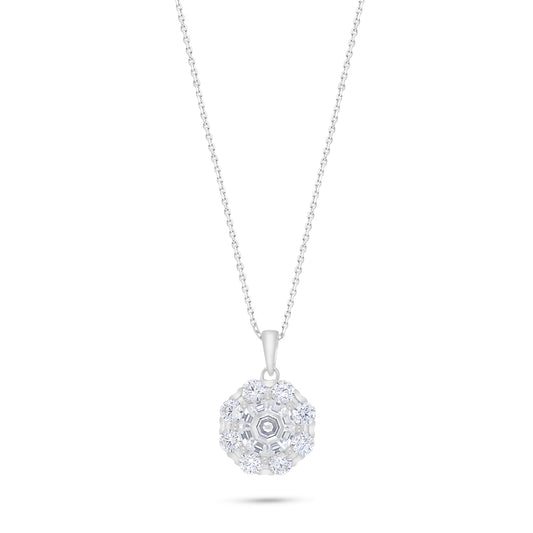 عقد من الفضة الخالصة عيار 925 مطلي روديوم مرصع بالزركون الكناري الالماسي و فص ابيض