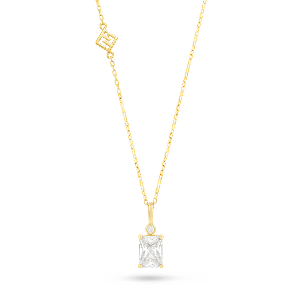 Sterling Silver 925 Necklace Golden Plated Embedded With White Zircon