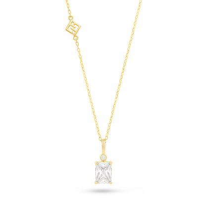 Sterling Silver 925 Necklace Golden Plated Embedded With White Zircon