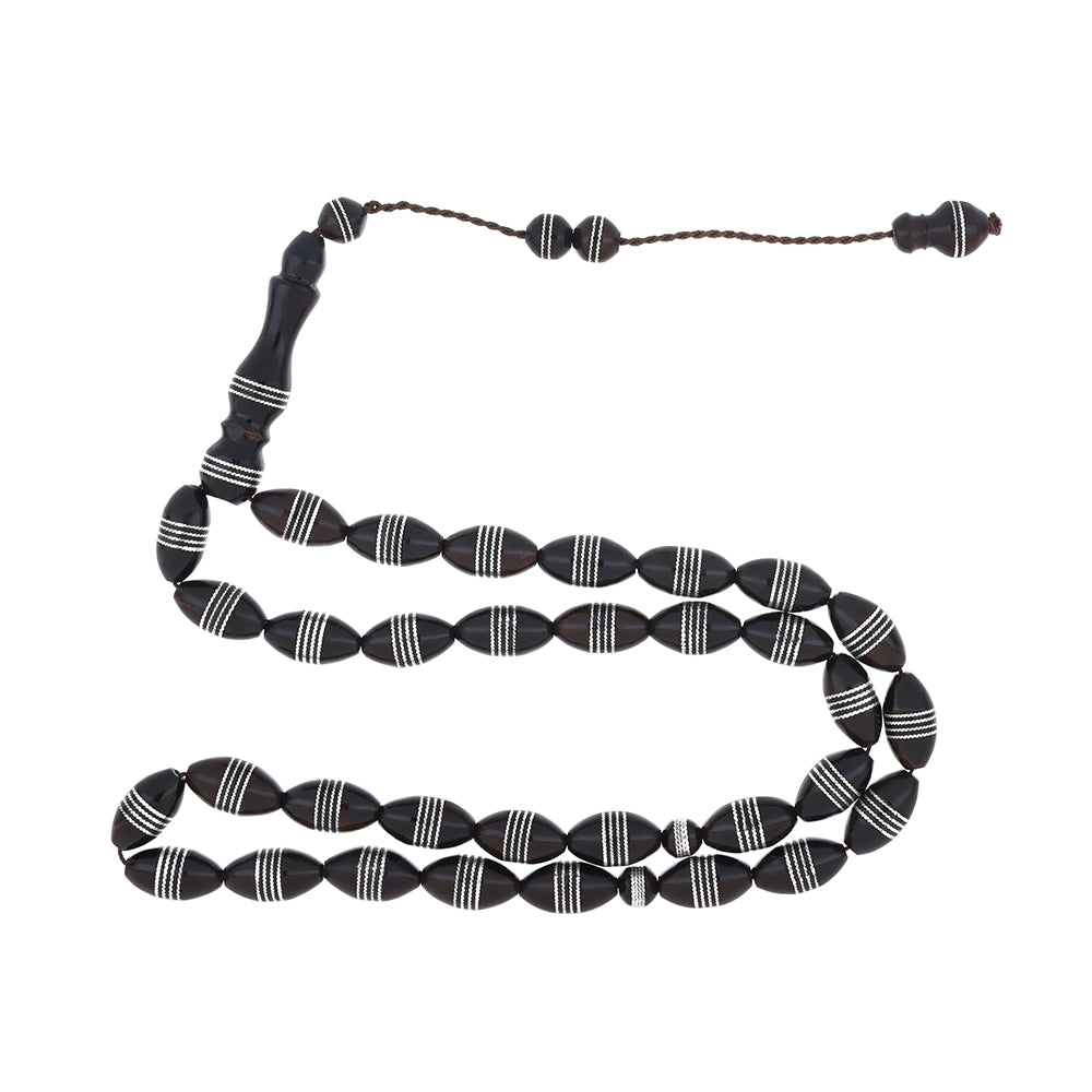 Rosary 33 Kuk Olive Shaped 10*7 mm, Hand Inlaid Ingot