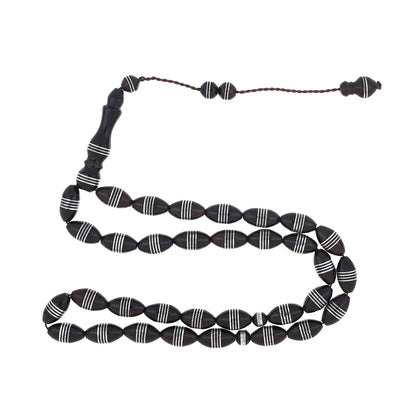 Rosary 33 Kuk Olive Shaped 10*7 mm, Hand Inlaid Ingot
